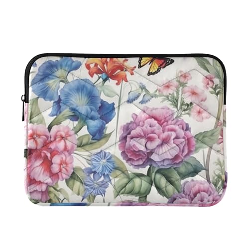 Funda para portátil de 13-14 pulgadas con diseño de flores y mariposas miniatura 1