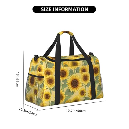 Cute Sunflower Print Foldable Carry On Tote Large Capacity Hand Carry Bag for Airplane Weekend Getaways4