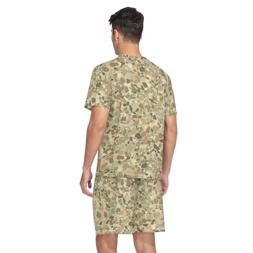 Camouflage Men’s Pajama Sets 2 Piece Short Sleeve Sleepwear with Printed Design2