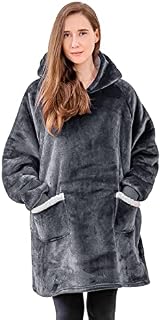 Aisbo Wearable Blanket Hoodie Oversized - Extra Warm Sherpa Fleece Hooded Blanket Thick for Adult Mens, Taupe Fluffy Snuggle Blanket Hoody Sweatshirt Women Gift for her