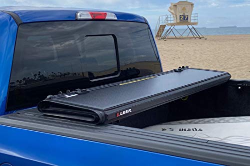 LEER HF650M Quad-Folding Truck Bed Tonneau Cover, Fits Ford F-150 Light Duty, Years 2015-2024, 5\'6\" Truck Bed, Black