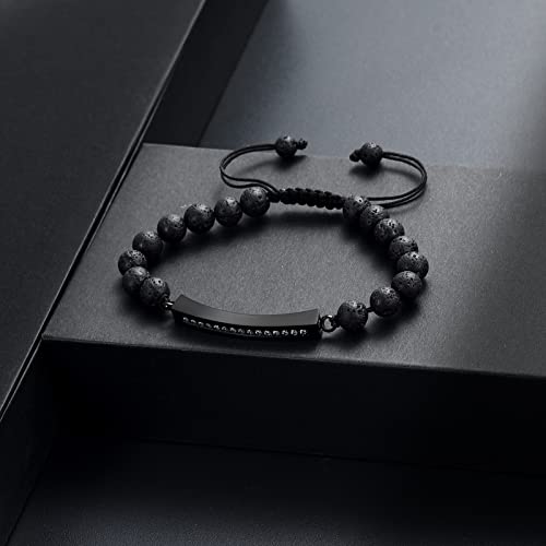 Image of memorial jewelry Classic Crystal Urn Bracelet Lava Stone 316L Stainless Steel Cremation Bangle Keepsake Urn Bracelet for Ashes