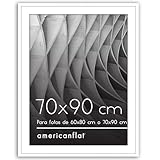 Americanflat Marco de Fotos de 70x90 cm en Blanco Marco de 60x80 cm con Paspartú o Marco de 70x90 cm Sin Paspartú Marco de Fotos con Molduras Finas y Plexiglás Horizontal o Vertical Marco Fotos Pared