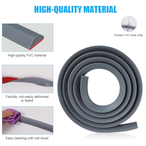 Flintronic 1M Schwallschutzleiste Dusche Selbstklebend, Duschdichtung Schwallschutz, Duschwasserstop rahmenlose Duschtür, Silikon Duschschwelle Boden, für Küchen, Bäder, Waschbecken(Grau)