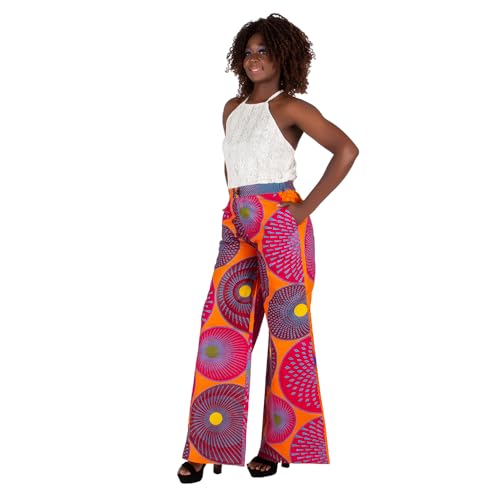 iooiooi Women's Fashion Casual Plus Size African Print Cotton Wide Leg Pants with Pockets4