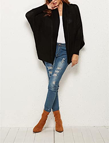 Casaco cardigan feminino de malha térmica (Preto,um tamanho)