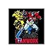 CafePress – Transformers Teamwork Autocollant carré 7,6 x 3 – Autocollant carré pour pare-chocs de voiture, 7,6 x 7,6 cm (petit) ou 12,7 x 12,7 cm (grand)