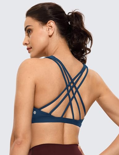 Image of CRZ YOGA Strappy V Neck Sports Bras | Medium Support, Removable Pads, Yoga, Brushed, Criss Cross Back, for Women