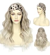 SAPPHIREWIGS Headband Wig for Women Body Wave Synthetic Headband Wig Highlight Brown with Tips Gl...