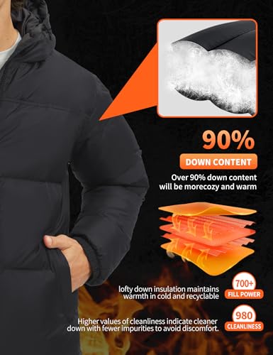Pioneer Camp Men's Down Jacket 700 Fill Winter Insulated Puffer Jacket Waterproof Puffy Coat with Hood3