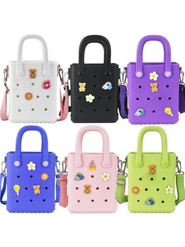 Small Waterproof Rubber Beach Bag for Beach Pool，Mini Tote Bag with Adjustable Wide Shoulder Strap (TK1189-Pink04)2