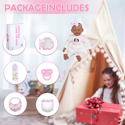 Muñeca Bebé Reborn Negra KSBD 17 Pulgadas con Accesorios miniatura 6