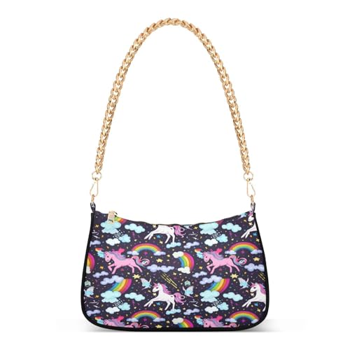 Shoulder Bag for Women Pastel Horse Sparkle Tote Handbag Crossbody Bag with Zipper Closure