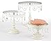 Set of Three White Iron and Glass Cake Stands