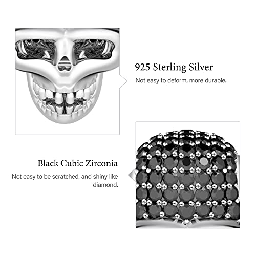 Image of GNOCE Skull Pendant Charm Silver Dangle Charms Bead fit Bracelet /Necklace Jewelry Gift for Women Men