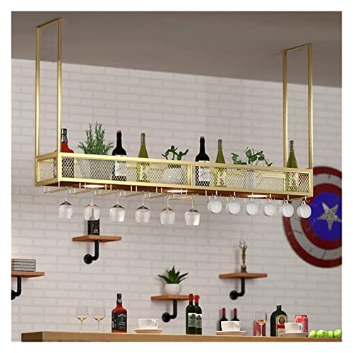 Soporte de vino para techo color dorado 100X30X85CM