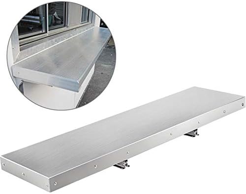 Happybuy Concession Shelf 48L x 12W Inch Stainless Steel Drop Down Folding Serving Food Shelf Stand Serving for Concession Trailer Serving Window