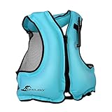 OMOUBOI Inflatable Snorkel Jacket Adult with Leg Straps for Men Women Snorkel Vest for Snorkeling Diving Swimming-New Packaging(Blue)