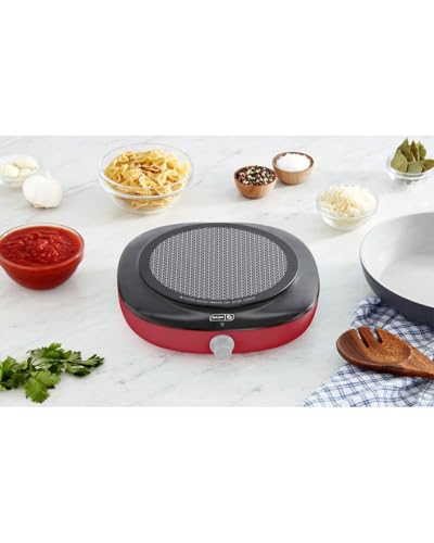 Image of DASH Everyday Electric Cooktop with Infrared Heating, 5 Temperature Settings with Cord Storage, Perfect for RVs, Camping, Dorms, and Small Living Spaces - Red