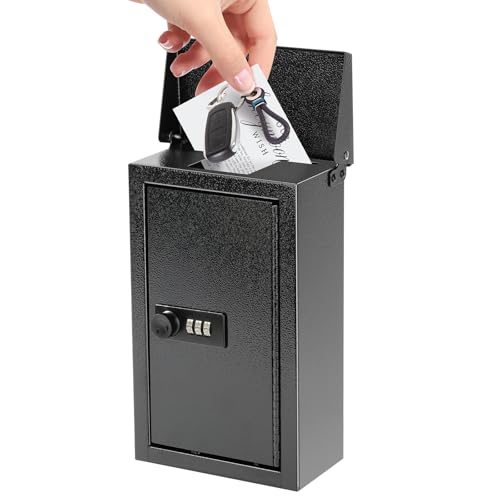 Image of xydled Wall-Mounted Key Drop Box with Combination Lock,Metal Mailbox,Black