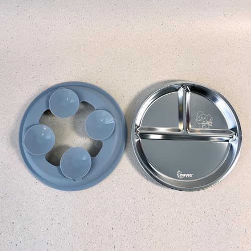 Image of Feeding Set of 3 for Kids | Suction Plate Bowl Cutlery Spoon Fork | BPA Free | Stainless Steel | Easy Grip | Non Spill | Self Feeding Set | Dishwasher Safe (Ocean)