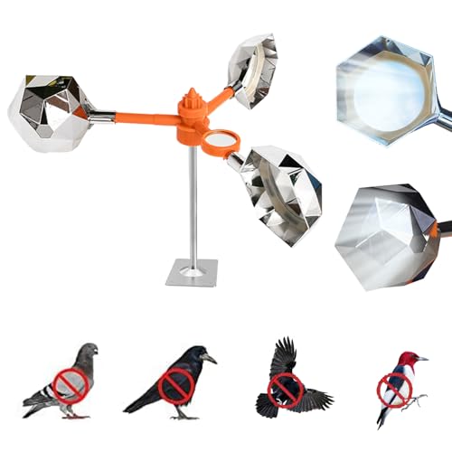 HortiMan Bird deterrents Devices Outdoor, Bird reflectors for Outside, Bird Be Gone Products, Effective Bird Scare Devices, Woodpecker Deterrent & Pigeon Deterrent Wind Powered - Weatherproof Aluminum