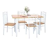 SELECTSHOP Comedor 4 Sillas Y Mesa Juego de Comedor Madera MDF Moderno Minimalista 4 Personas una Estructura De Metal...