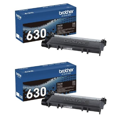 Brother Genuine TN630 2-Pack Standard Yield Black Toner Cartridge with Approximately 1,200 Page Yield/Cartridge