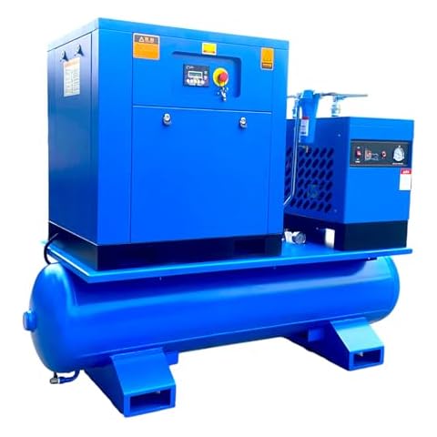 7.5KW/10HP All-in-One Rotary Screw Air Compressor 39CFM@150PSI/230V/60Hz/3-Phase with 80 Gallon ASME Tank and Refrigerated Air Dryer, Stationary Industrial Air Compressor Cover