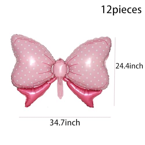 Image of 36 Inches Bow Foil Balloon Huge Bowtie Pink Balloon for Baby Shower, Wedding, Kids Theme Party Decoration (Pink 3)