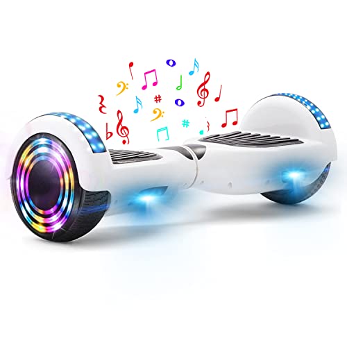 E-RIDES Hoverboard niños 6.5',Patinete Eléctrico Autoequilibrio,Hoverboards Patinete Smartgyro,Altavoces Bluetooth Luces LED Motor 500W,Regalos para Niños Adultos,Blanco