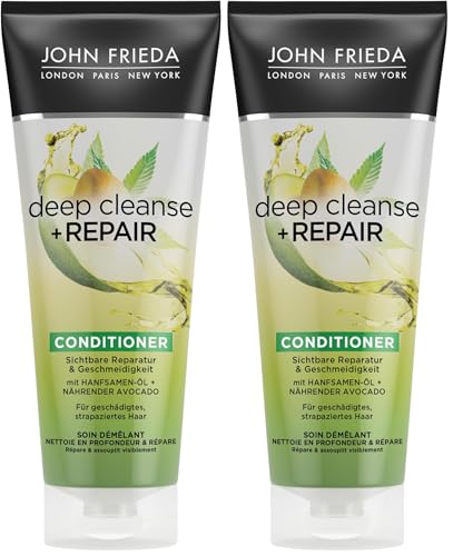 John Frieda Deep Cleanse & Repair Conditioner - Inhalt: 250 ml - Sichtbare Reparatur und Geschmeidigkeit - Für geschädigtes, strapaziertes Haar (Packung mit 2)