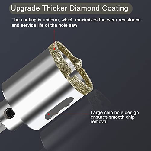 ASNOMY 2-1/4Inch Diamond Hole Saw with Pilot Drill Bit,2-1/4\" Diamond Tip Coated Hole Saw with Guiding Drill Bit for Glass Ceramic Marble Porcelain Tile Granite Quartz - Thumbnail 4