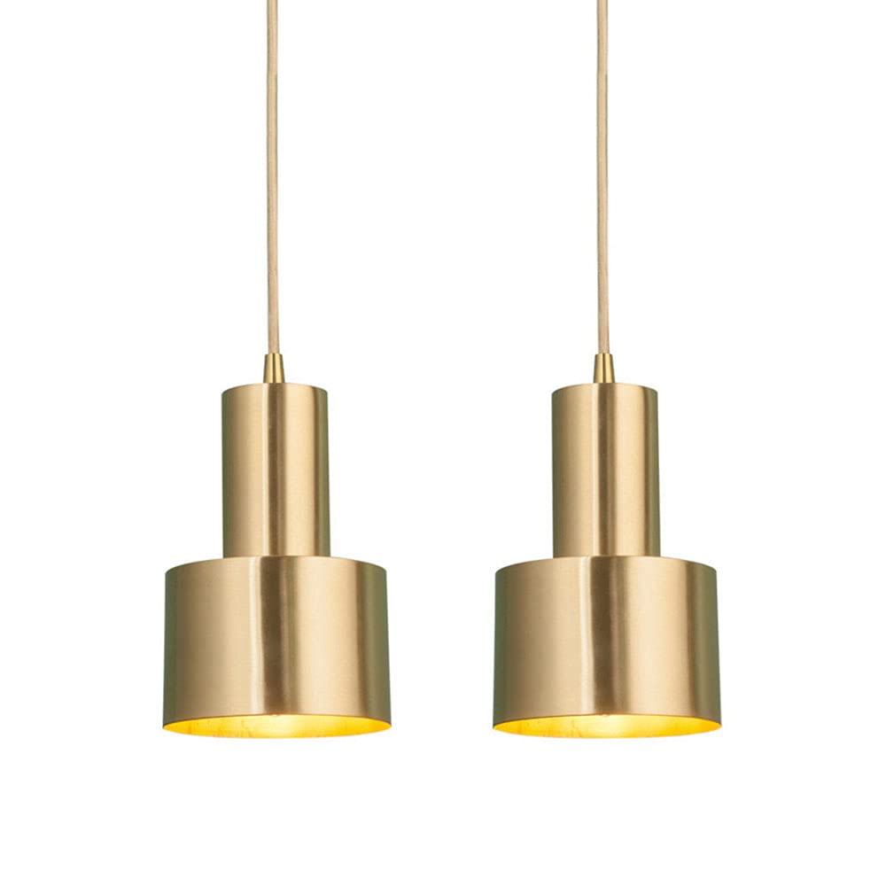 Luces de techo colgantes modernas, paquete de 2, Luces colgantes pequeñas, Luces de techo colgantes pequeñas, accesorios de Metal Dorado para cocina, Isla, dormitorio, mesita de Noche, Bar, Loft