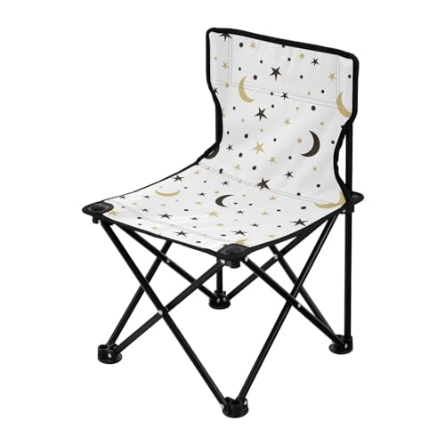 Bolaz Portable Folding Camping Chair for Adults -Black Gold Stars