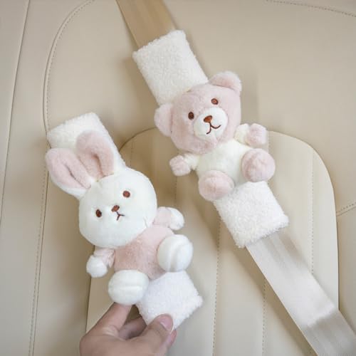 Image of 2-Pack Cute Auto Seat Belt Covers for Kids - Comfortable Safety Belt Protector Cushions, Shoulder Pad for Children & Baby Carriage Strap Covers - Enhances Seatbelt Safety & Comfort