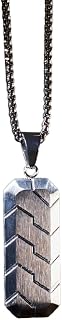 Revashree Craft World Men's Hexagonal Tire Tread Pendant Locket with Stainless Steel Silver Neck Chain for Couple Birthday... Price In India