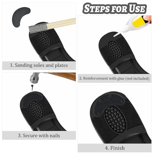 TOVOT 30PCS Heel Plates Black Heel Taps Rubber Tips Sole Heel Repair Pad Replacement with Nails(3 Size) - Thumbnail 4