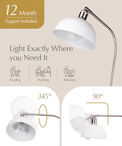 Image of HarvestLand Halo Silver Floor Lamp with Adjustable Head Reading Light