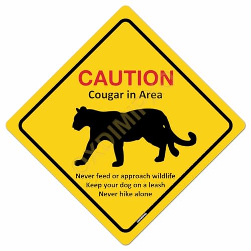 Caution Cougar in Area Sign Cool Paintings Wall Decorations Retro Design Crossing Metal Aluminum Novelty Sign Wall Art 12 * 12inch