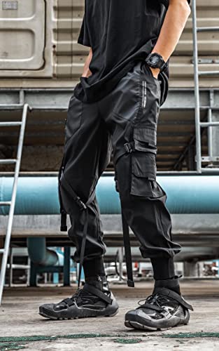 MOKEWEN Men's Leg Straps Tech Cargo Pants Waist3