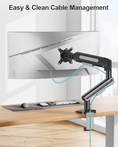 Image of MOUNT PRO Single Monitor Desk Mount for Max 40 Inch Screens, Adjustable Gas Spring Monitor Arm Holds up to 26.5lbs, Computer Monitor Stand with Clamp and Grommet Base, VESA Mount 75x75mm /100x100mm