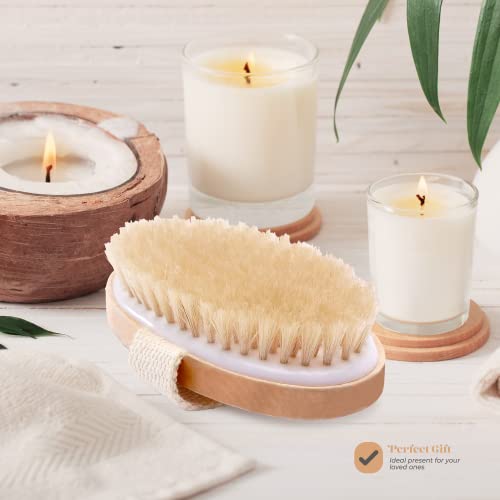 Dry Skin Body Brush - Improves Skin's Health And Beauty - Natural Bristle - Remove Dead Skin And Toxins, Cellulite Treatment, Improves Lymphatic Functions, Exfoliates, Stimulates Blood Circulation #TOP6