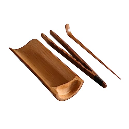Unomor 3Pcs Tea Set Elegant Tea Making Tool Kit Includes Tea Tongs Tea Scoop Tea Leaves Holder Kitchen Accessories for Traditional Tea Ceremony