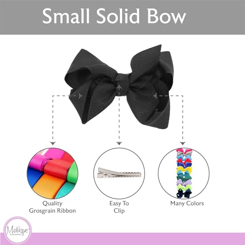 Image of Small Solid Bows for Girls - Set of 12 (Black)