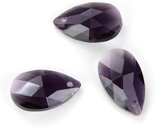 100 lámparas de araña checas facetadas de cristal con forma de pera colgante, atrapasoles de 0.866 in (0.87 pulgadas) febrero amatista púrpura