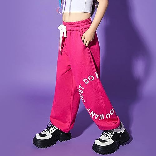 Image of Rolanko Girls' Jogger Pants Active Kids Sweatpants with Pocket Hip Hop Streetwear Trousers 4-14 Years