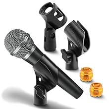 【ADJUSTABLE CLAMP】The adjustable range of the microphone clip with a knob is 2.85-4.5cm, and the adjustable range of the microphone clip without a knob is 2.6-4.8cm. It can be opened by hand and is not easy to break, and is suitable for various types...