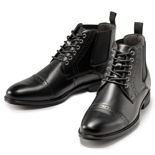 Image of ArcBrothers Men's Chelsea Boots, Relaxed Fit Roomy Toe Box Design, Premium Leather Slip-on Ankle Boots, All-Day Comfort