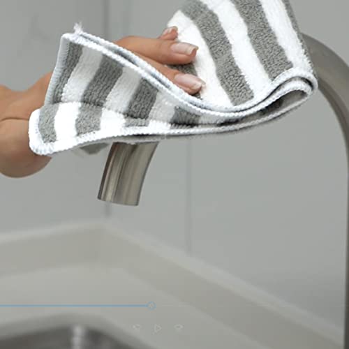 Chiffons en microfibre absorbants et réutilisables à structure rayée blanche
